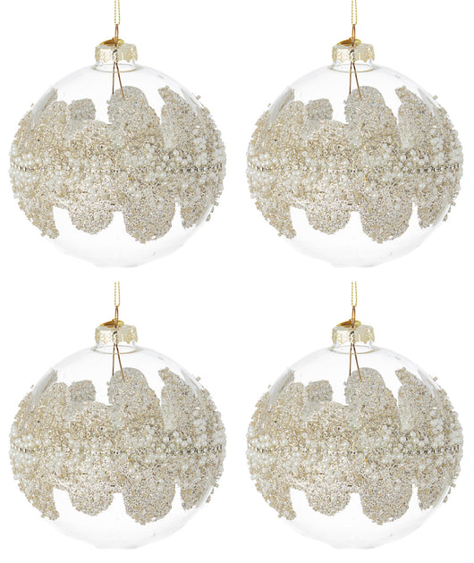 Palline di Natale in Vetro Trasparenti Argento Grandi Addobbi Albero Decorazioni