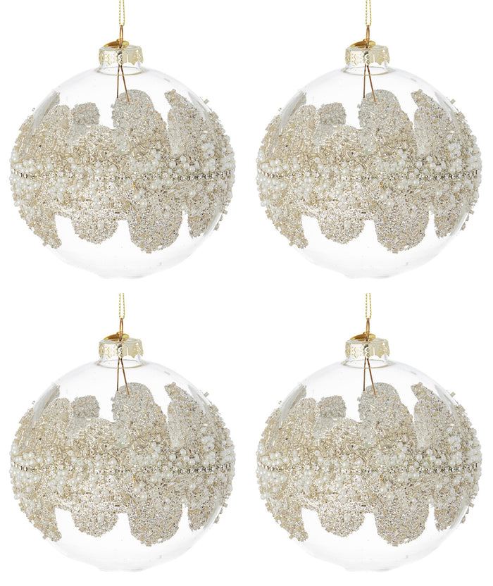 Palline di Natale in Vetro Trasparenti Argento Grandi Addobbi Albero Decorazioni