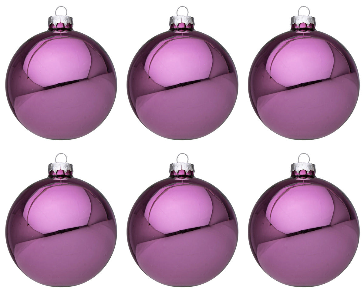 Palline di Natale in Vetro Rosa Scuro Lucido Addobbi Decorazioni Albero Diametro: 60 mm