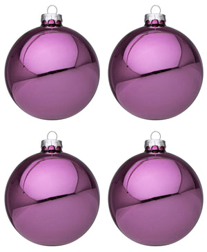 Palline di Natale in Vetro Rosa Scuro Lucido Addobbi Decorazioni Albero Diametro: 100 mm