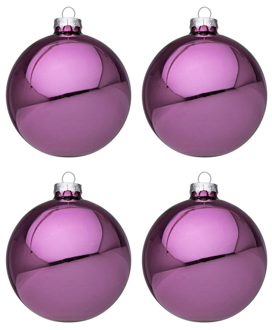 Palline di Natale in Vetro Rosa Scuro Lucido Addobbi Decorazioni Albero Diametro: 100 mm