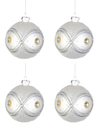 Palline di Natale in Vetro Argento Perline Eleganti Addobbi Albero Decorazioni Diametro: 100 mm