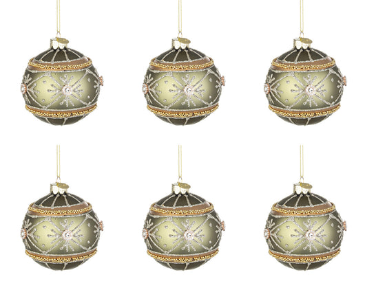 Palline di Natale in Vetro Verde Fiore Argento Addobbi Albero Decorazioni Plushy Diametro: 80 mm