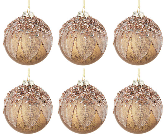 Palle di Natale in Vetro Foliage Rosa Paillettes ⌀80 100 Palline Addobbi Albero Diametro: 80 mm