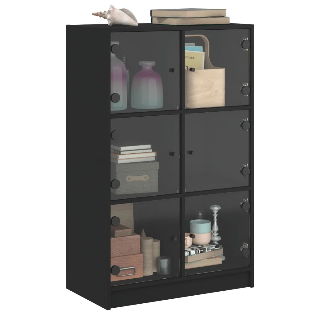Credenza | Madia | Buffet da pranzo | Armadio da pranzo con Ante Nera 68x37x109 cm in Legno Multistrato