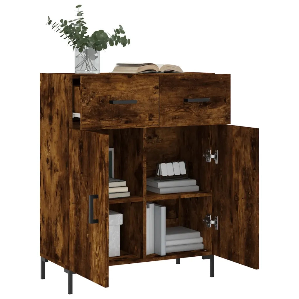 Credenza Rovere Fumo 69,5x34x90 cm in Legno Multistrato 827985