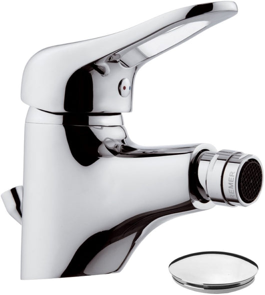 Miscelatore bidet con aeratore direzionabile e scarico remer - serie kiss