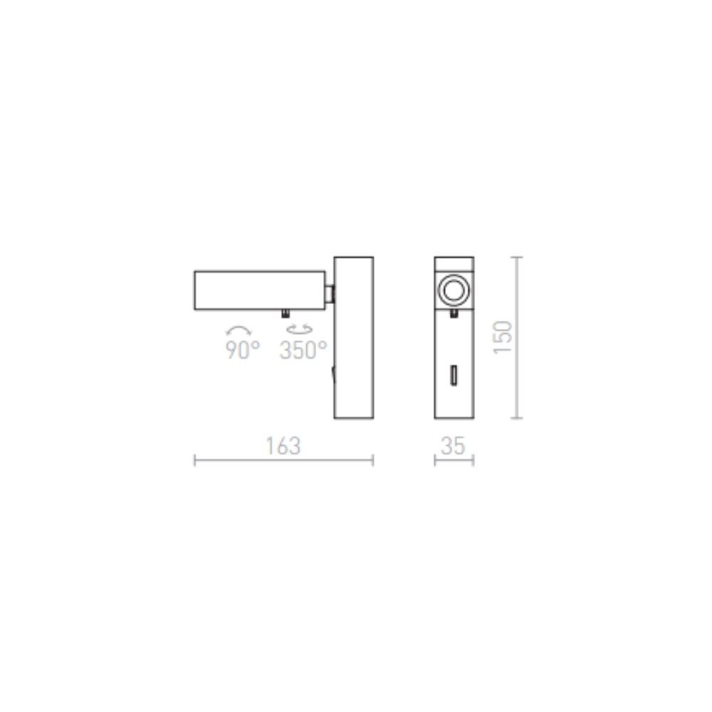 Faretto FADO I da parete nero 230V LED 3W 45° 4000K