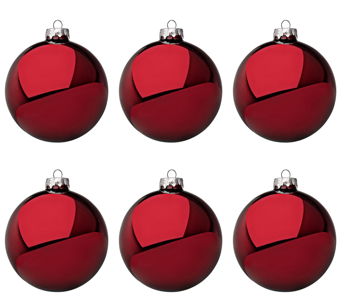 Palline di Natale in Vetro Rosso Scuro Lucido Decorazioni Addobbi Albero Diametro: 80 mm