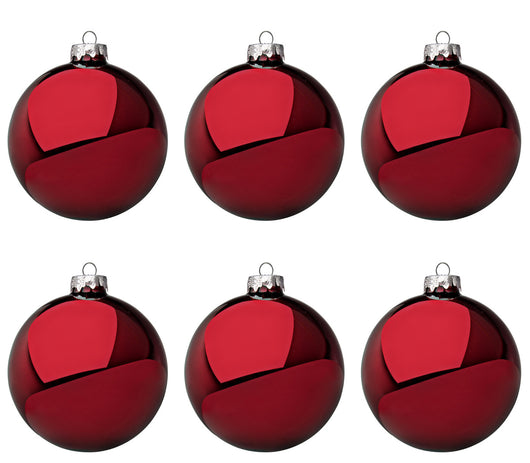 Palline di Natale in Vetro Rosso Scuro Lucido Decorazioni Addobbi Albero Diametro: 80 mm