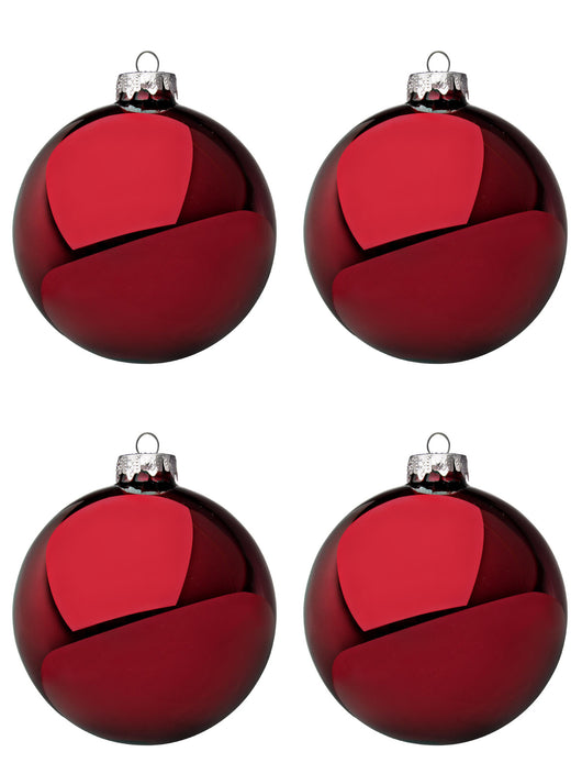 Palline di Natale in Vetro Rosso Scuro Lucido Decorazioni Addobbi Albero Diametro: 100 mm