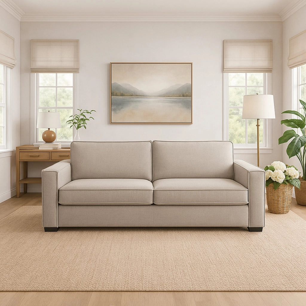 Divano fisso Aglientu, Divano a 2 posti, Made in Italy, SofÒ  Soggiorno in tessuto, con Braccioli slim, cm 160x95h90, Tortora