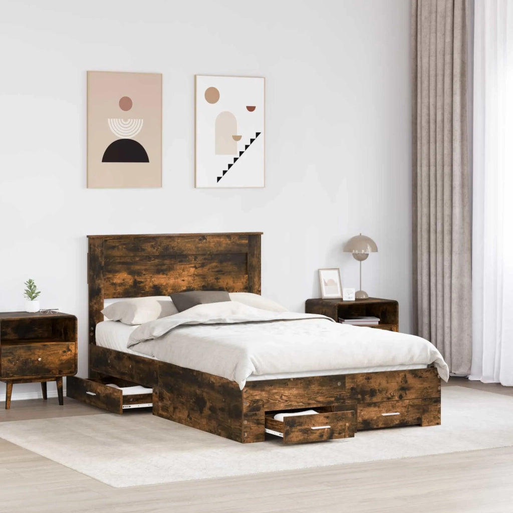 Struttura del letto Rovere fumé 120 x 190 cm Legno multistrato