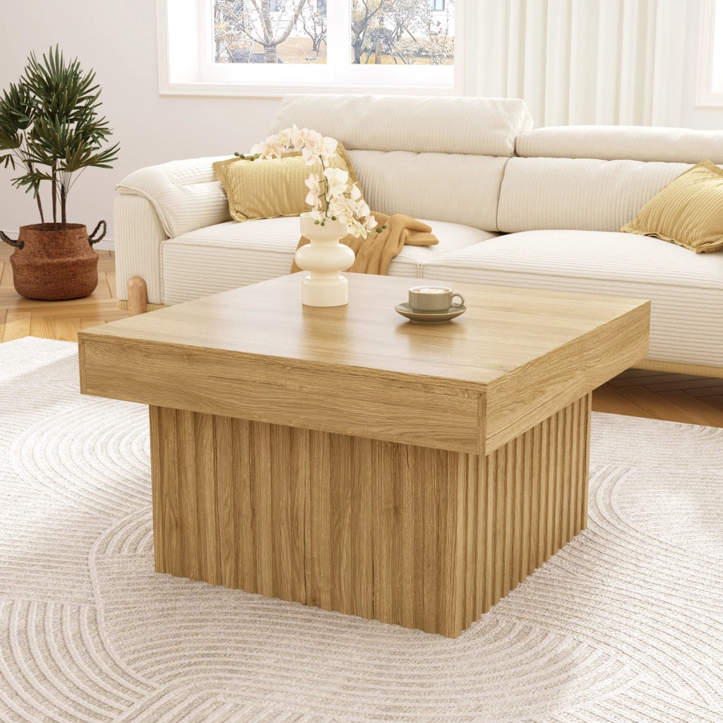 Tavolino da Caffè con Piano 79 cm; Portata 70 kg; Stile Minimalista; in MDF e Pannello Truciolare; Naturale