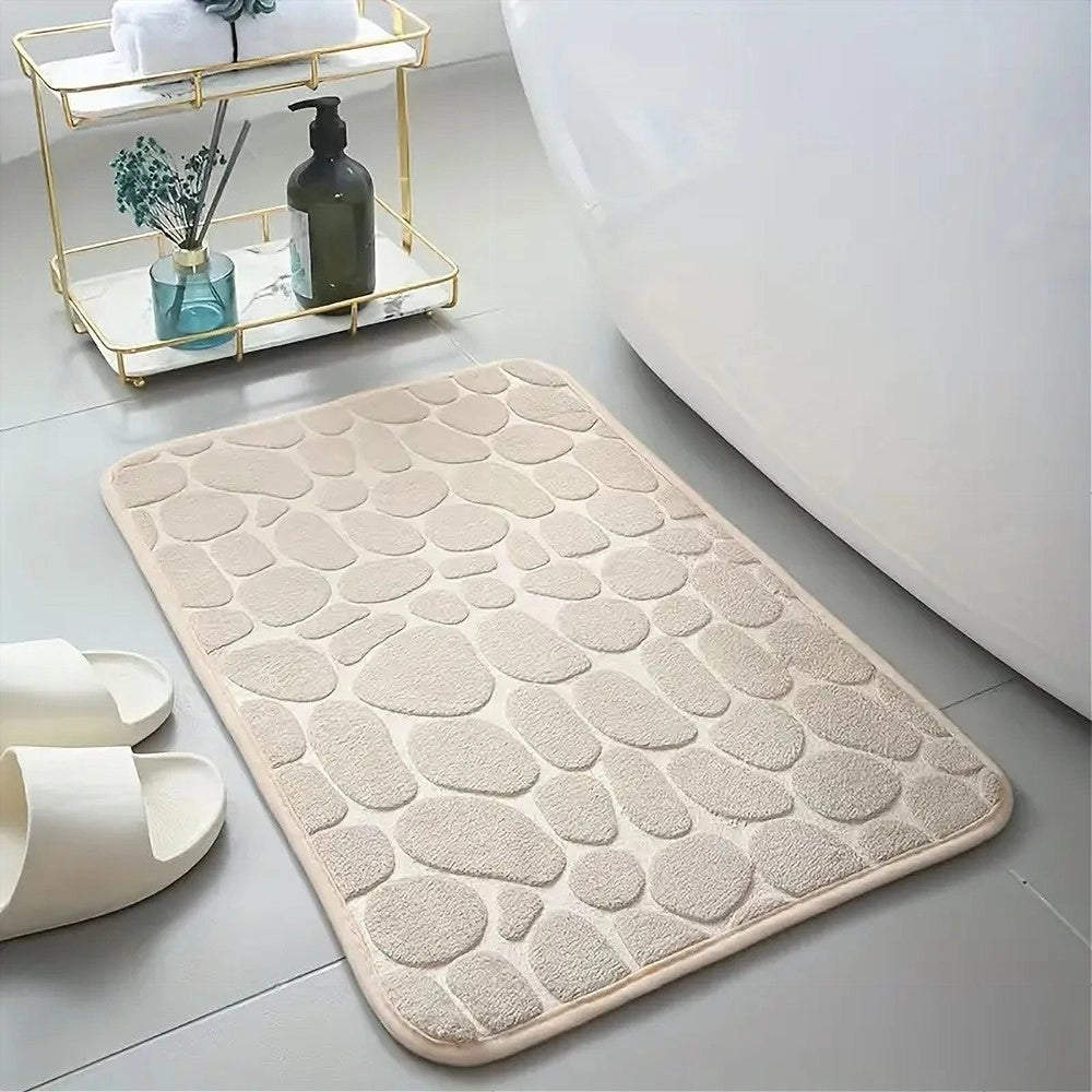 Trade Shop - Tappeto In Tessuto Tappetino Arredo Bagno Antiscivolo 50x80cm Effetto Sassi 79449 -