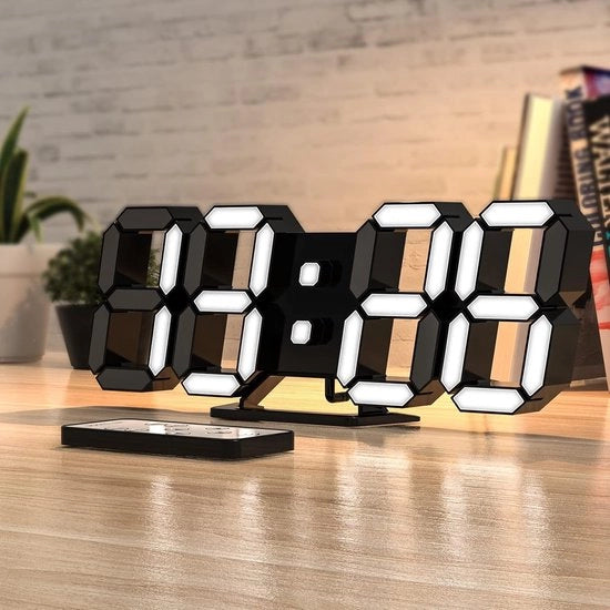 Orologio da Parete - Moderno - Led - 3D - Alarme - Con Telecomando a Distanza - Digitale - 25 x 3,81 x 3,8 cm