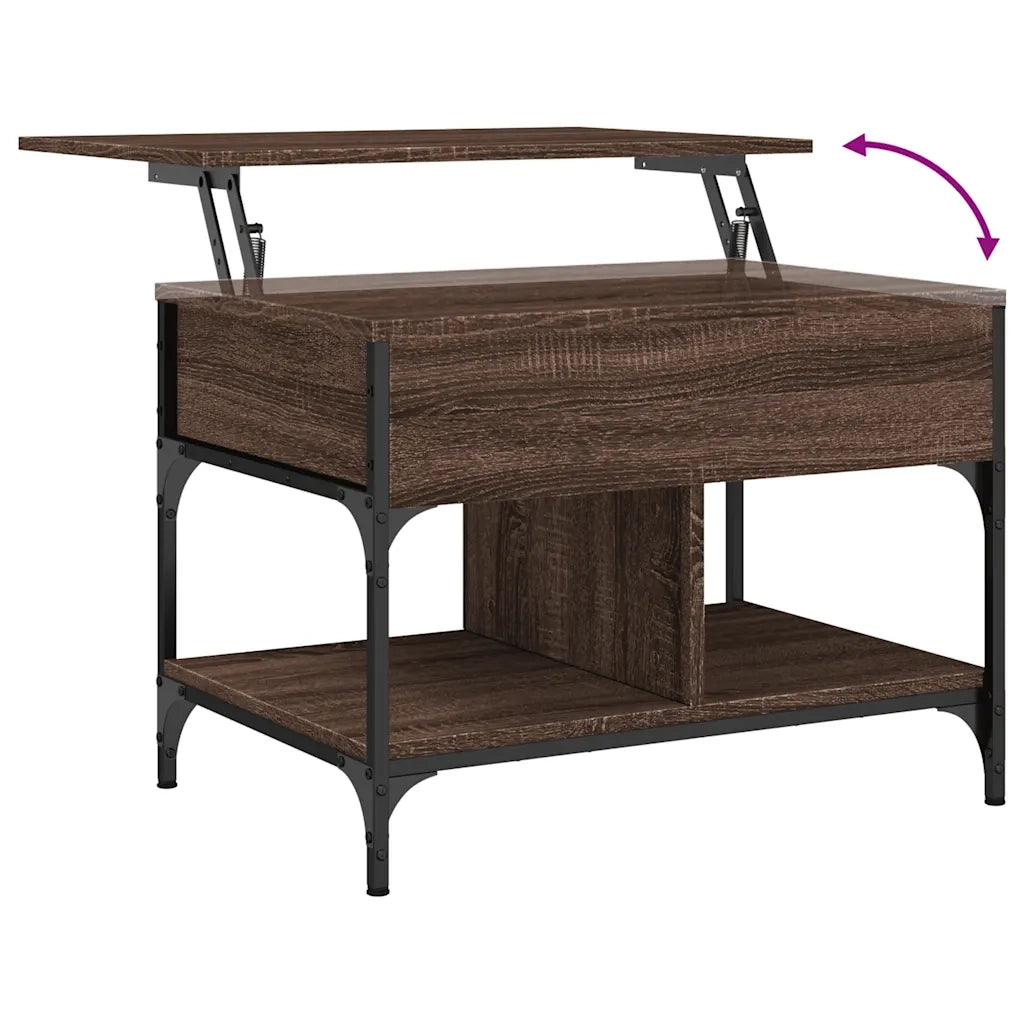 Tavolino Salotto Rovere Marrone 70x50x50cm Multistrato Metallo 845365