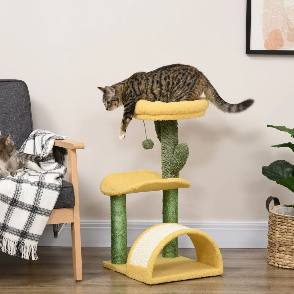 Tiragraffi per Gatti con Cuscino ¨C Zephmum ¨C Verde e Giallo 40x35x72 cm