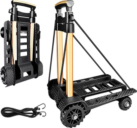 Carrello pieghevole con ruote in PU silenziose e resistenti - capacità di 60 kg / 132 lbs