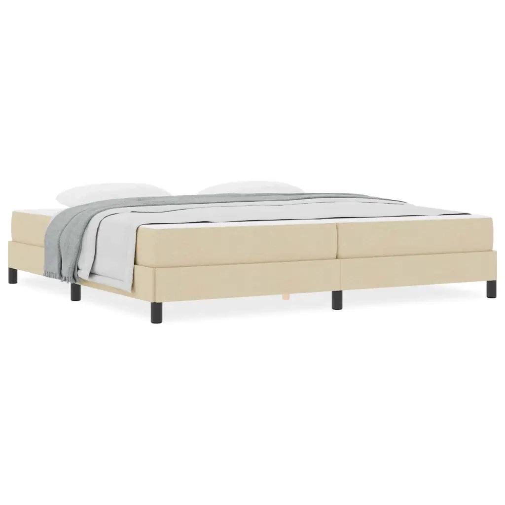 vidaXL Letto a molle con materasso Crema 200 x 200 cm Tessuto