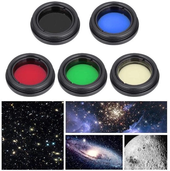 Set di Filtri Colorimetrici Professionali - Rood/Groen Filtro Lunare - Vetro Ottico - Lega di Alluminio - Accessori Telescopici - 1,25 Pollici - Accessori Telescopici