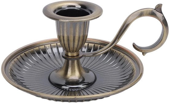 Candeliere Vintage - Candeliere in acciaio inox - Progettata per adattarsi a qualsiasi superficie - Maniglia curva - Base stabile - Finitura elegante - Sostegno per candele