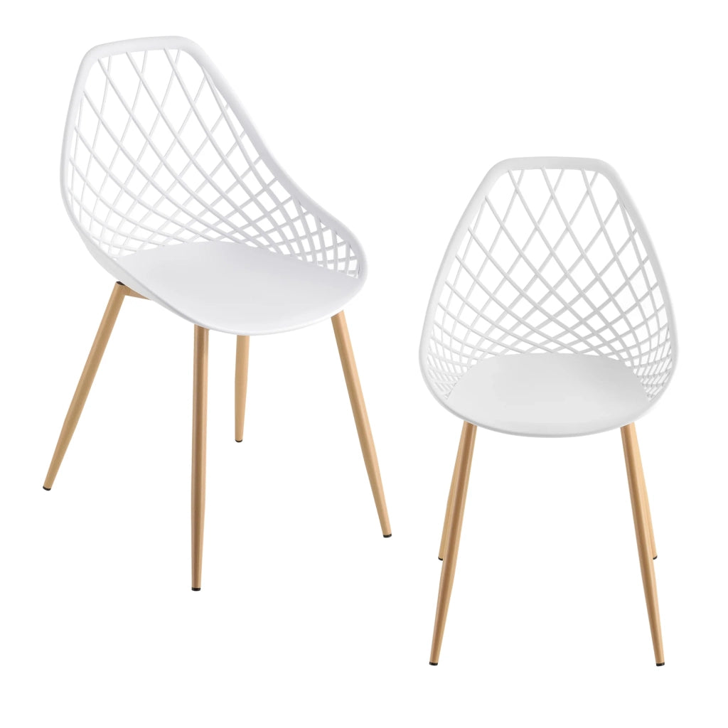 Set di 2 sedie da pranzo con seduta in plastica 83 cm bianco 03_0006037