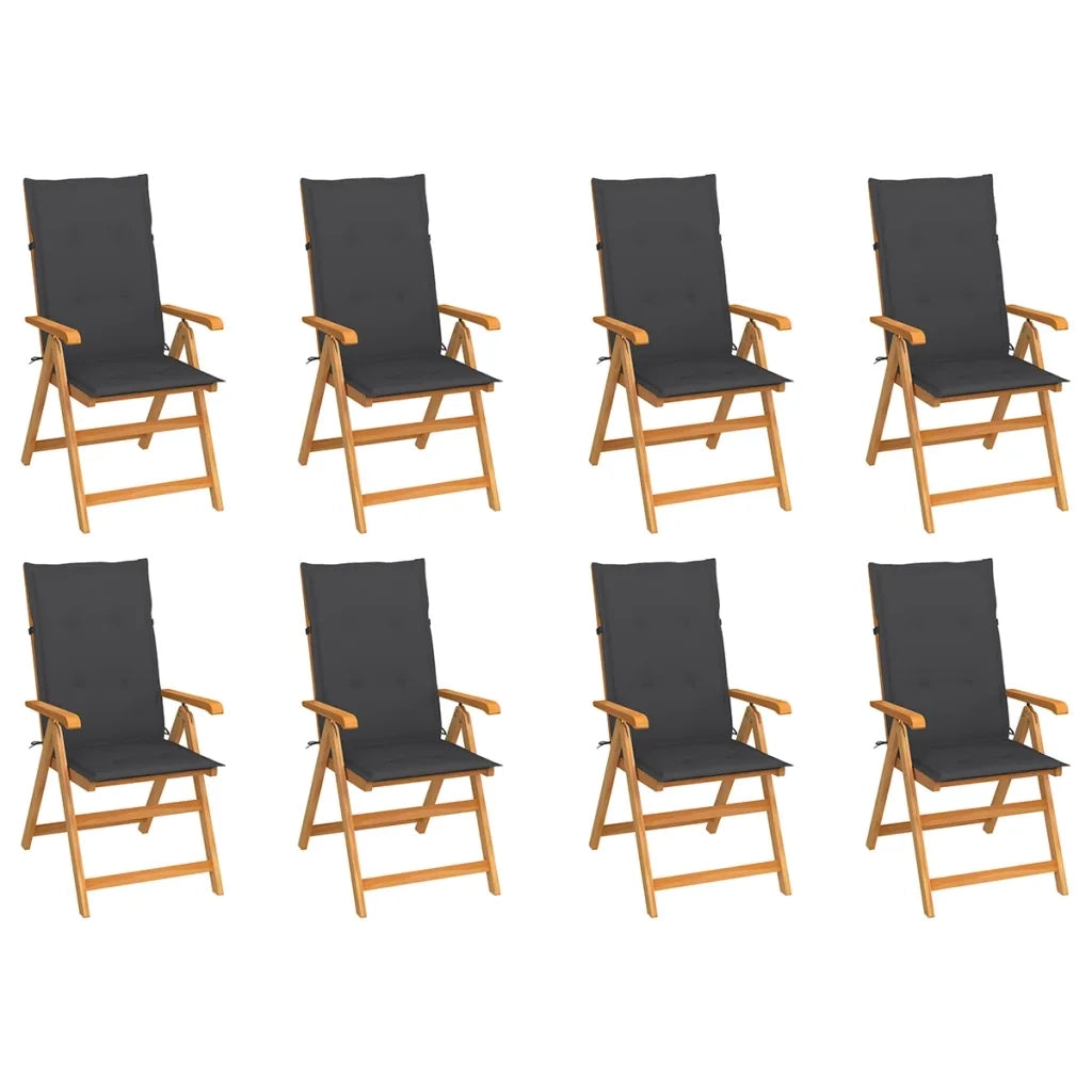 Sedie Reclinabili da Giardino con Cuscini 8 pz Massello di Teak cod mxl 7324