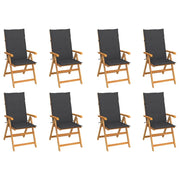 Sedie Reclinabili da Giardino con Cuscini 8 pz Massello di Teak cod mxl 7324