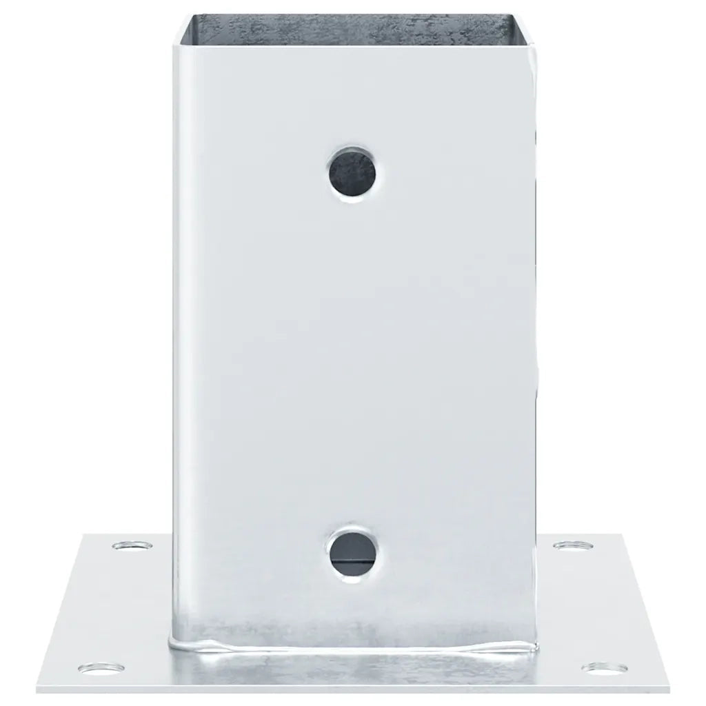 Basi per Pali Quadrate 12 pz Argento 81x81 mm Acciaio Zincato