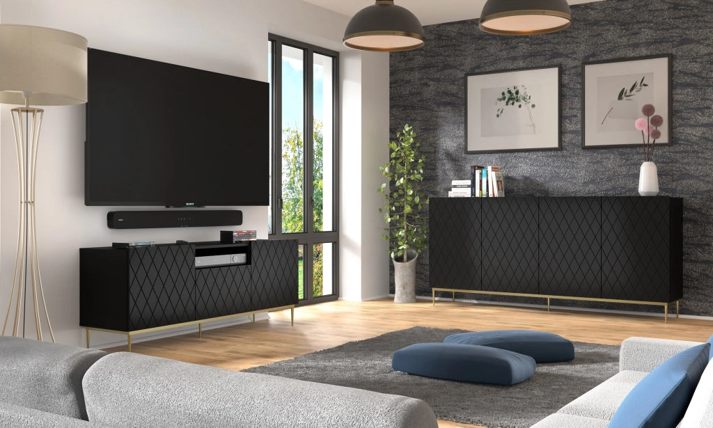 COLLEZIONE MOBILI DIUNA RTV2D1K 145 NERO OPACO MONTATURA NERA
