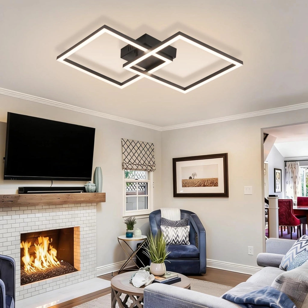ZMH Plafoniera LED nera 24W 4000K moderna plafoniera quadrata per soggiorno camera da letto corridoio o ufficio