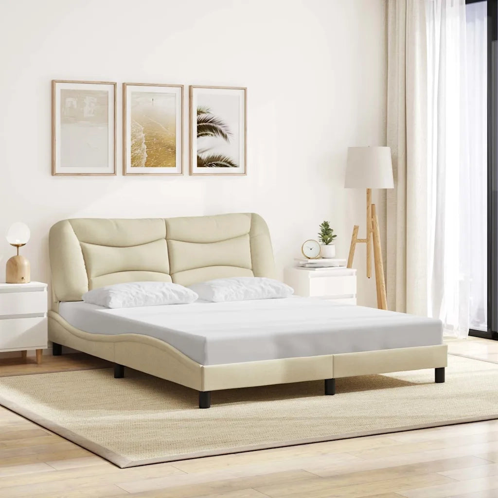 Giroletto senza Materasso-Struttura Letto Hvar Crema 160x200 cm in Tessuto