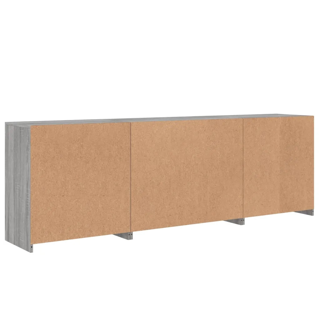 Credenza | Madia | Buffet da pranzo | Armadio da pranzo con Luci LED Grigio Sonoma 202x37x67 cm