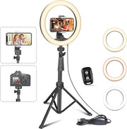 Ring Led per Selfie 10 Pollici con Tripode - Ideale per Streaming in Diretta, Trucco, Video e Fotografia
