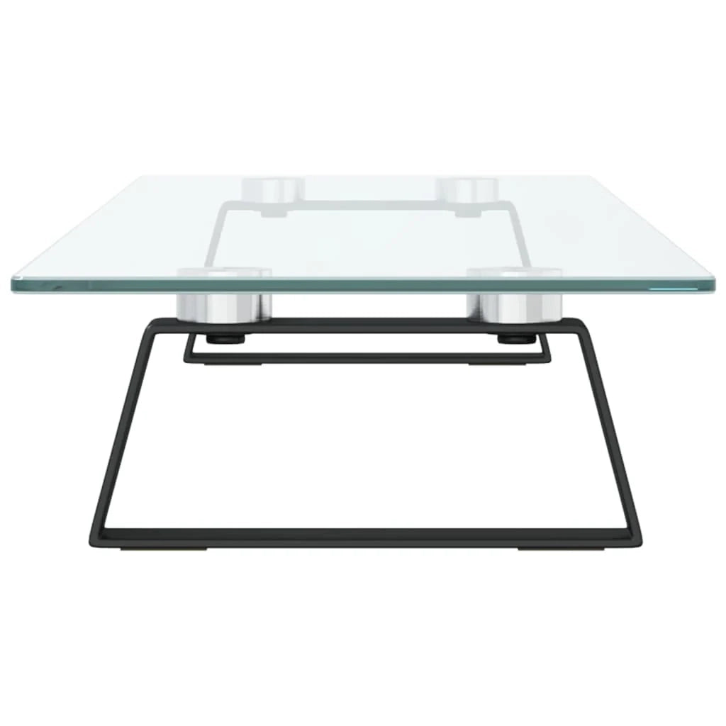 Supporto per monitor mobile da scrivania 80 x 20 x 8 cm vetro temperato e metallo nero 02_0044902