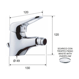 Miscelatore bidet con aeratore direzionabile e scarico remer - serie kiss