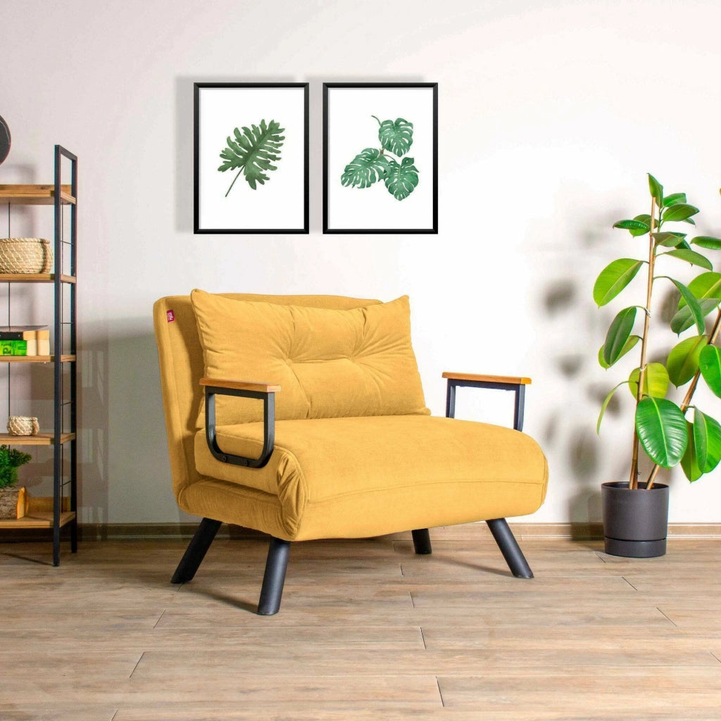Poltroncina Keoni, Poltrona Reclinabile, 60x78x78h cm Giallo