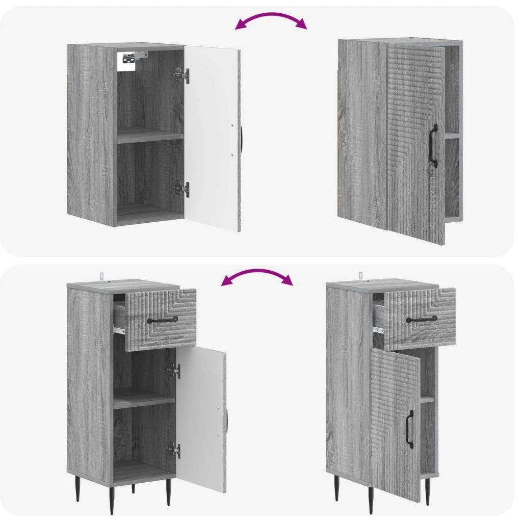 Set di Mobili da Bagno da 4 Pezzi HAARLEM Sonoma grigio 3417942