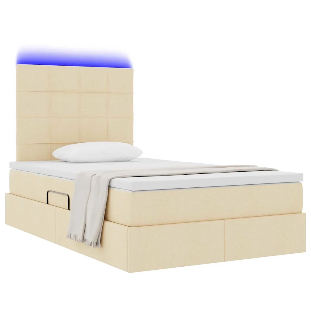Letto con contenitore e LED Crema 120 x 200 cm Poliestere