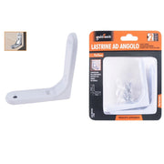 Trade Shop - 2pz Lastrina Ad Angolo 75x75mm Bianca Sostegno Staffa Angolare Viti Mobile 94781 -