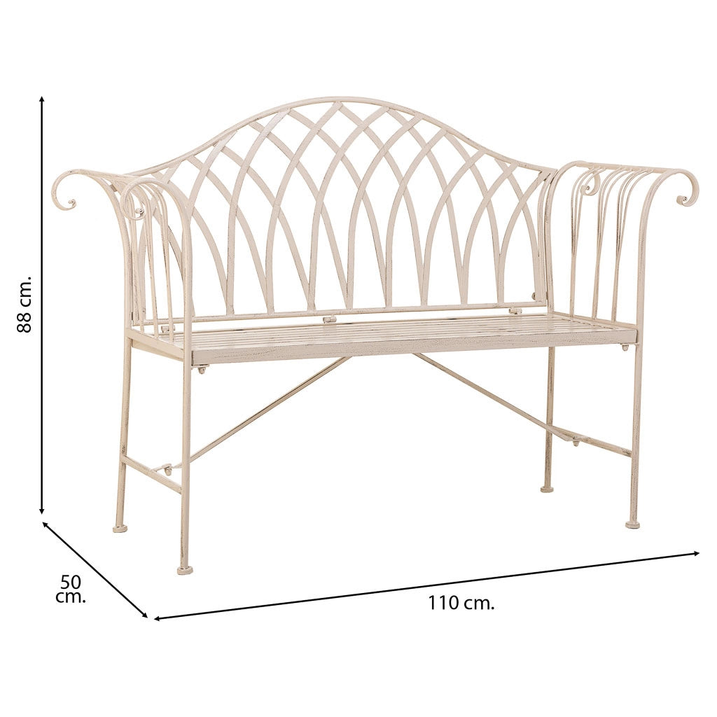 Sgabello in ferro battuto bianco 110x50x88h