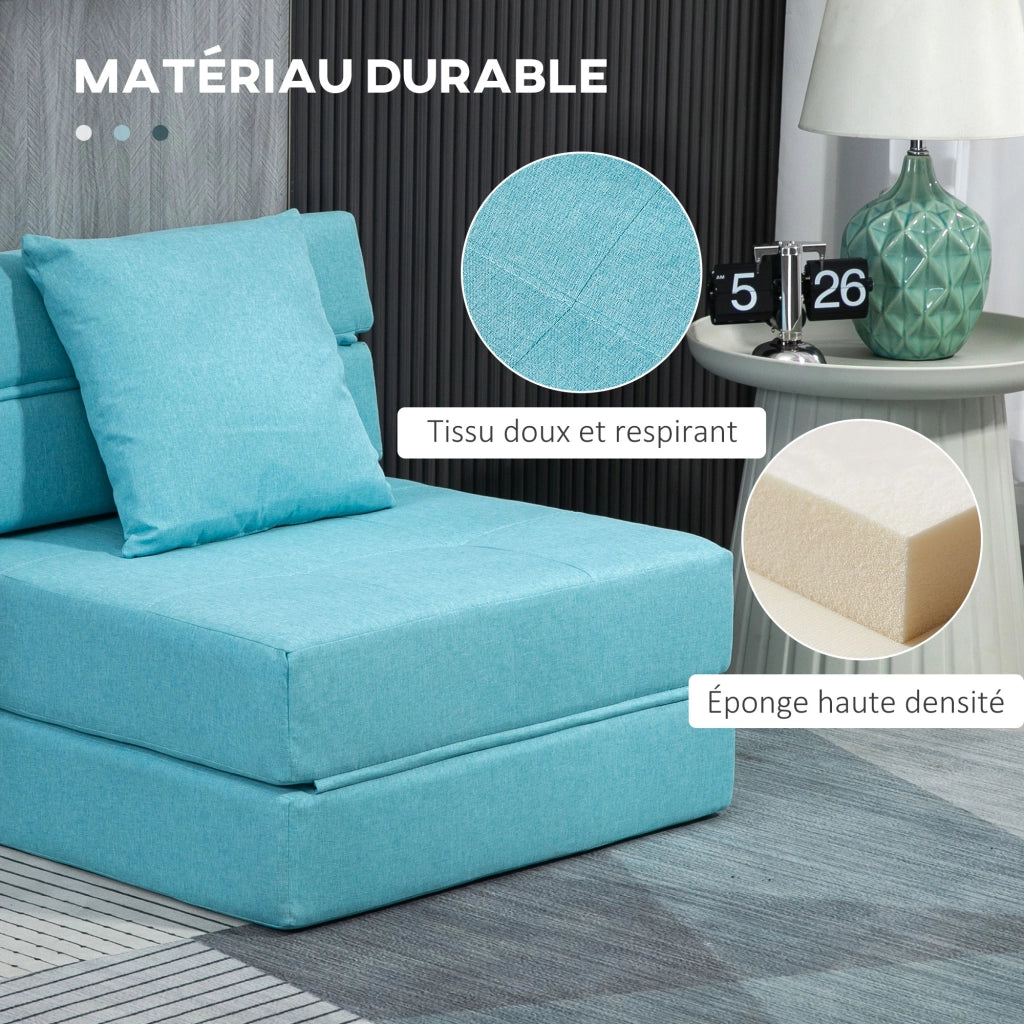 Poltrona letto 1 posto con cuscino ¨C zephmum ¨C tessuto blu