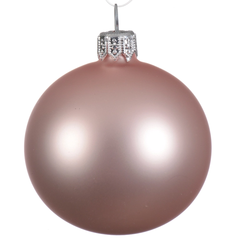 Box Da 4 Palline Di Natale In Vetro Rosa Opaca 10 Cm