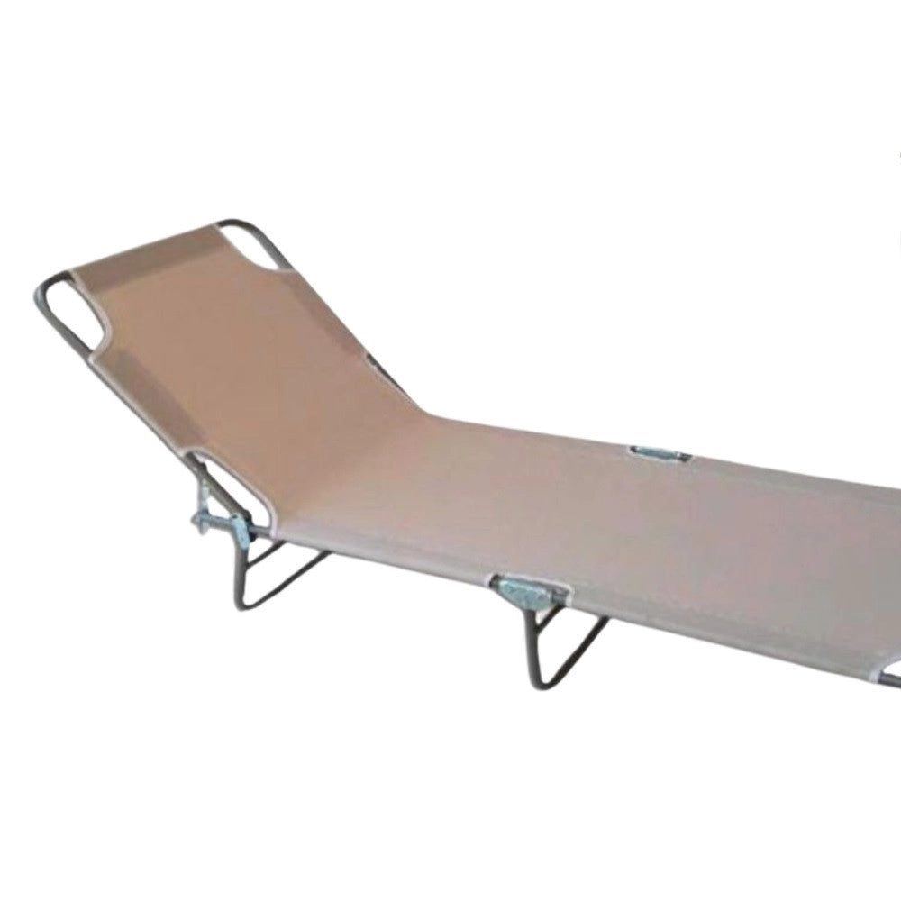 Trade Shop - Lettino Prendisole Pieghevole Senza Parasole Con Schienale Regolabile Brandina Beige 281024 -