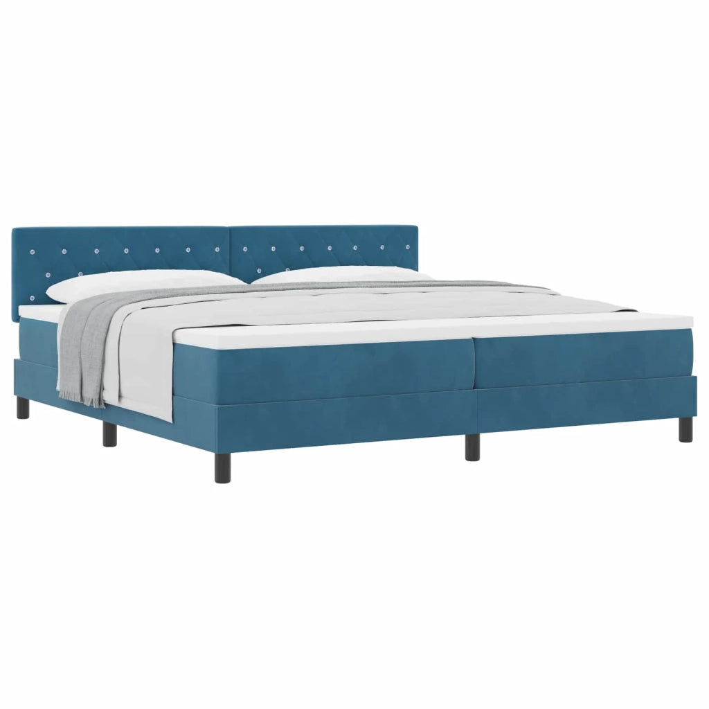 Letto a molle con materasso Blu Scuro 200 x 200 cm Velluto 3339132