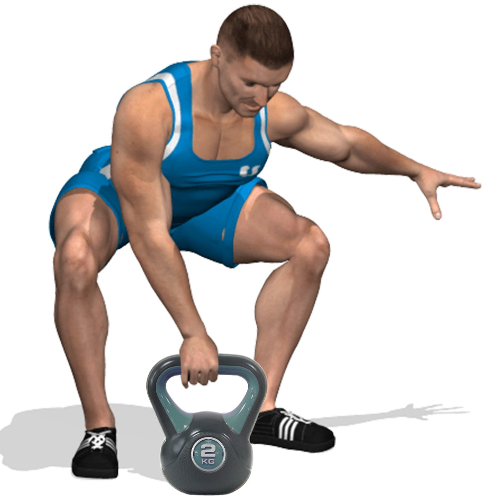Kettlebell per Allenamento 2 kg Peso in Ghisa con Impugnatura Ergonomica Nero e Verde