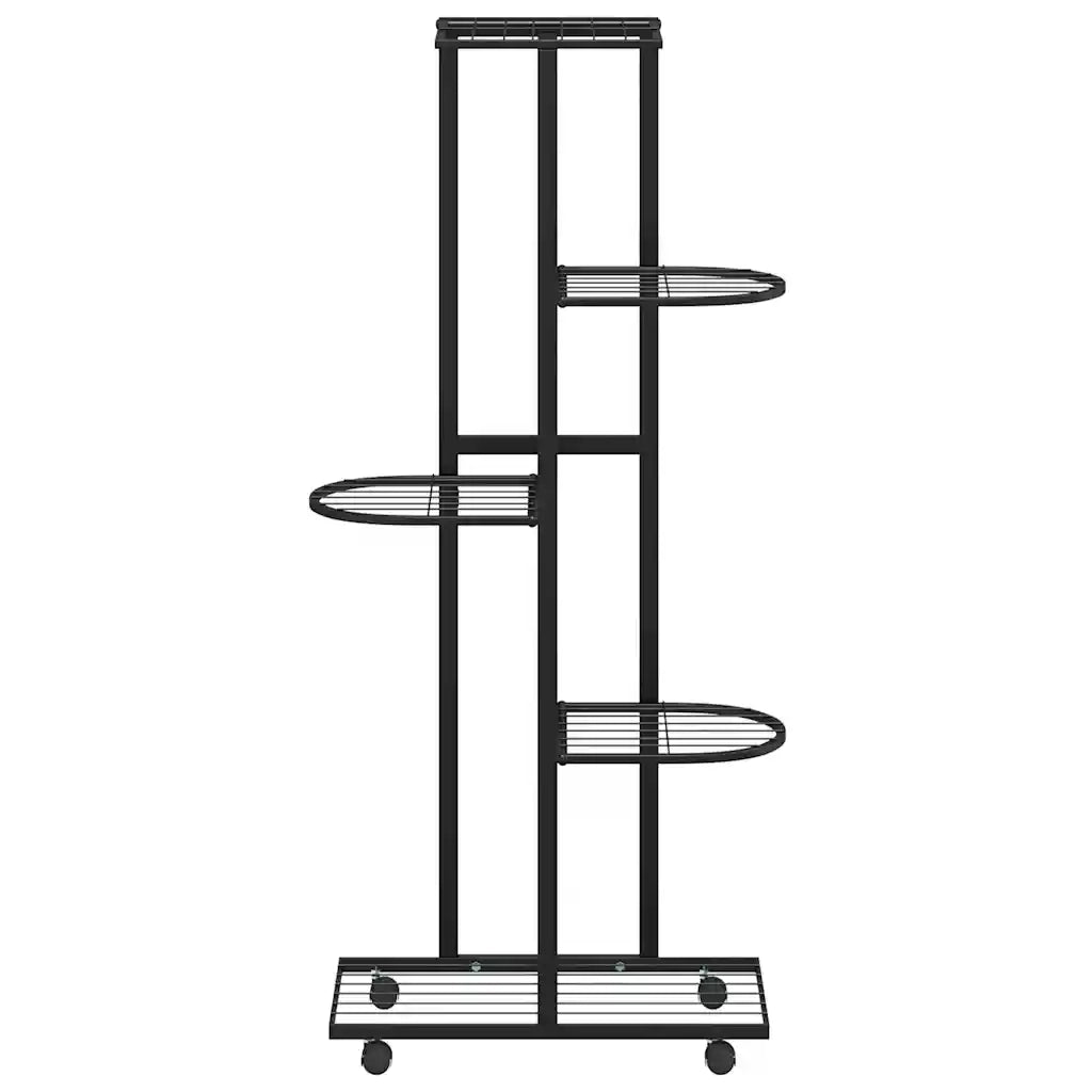 Fioriera a 5 Piani con Ruote 44x23x100 cm Ferro Nero cod mxl 62153