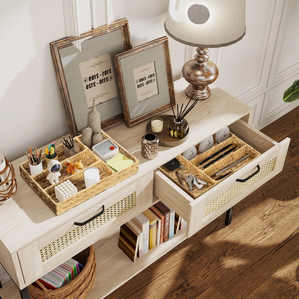 Set 2 Cestini Organizer con Scomparti ¨C Xylo ¨C Tessuto Multiuso per Soggiorno Camera Cucina