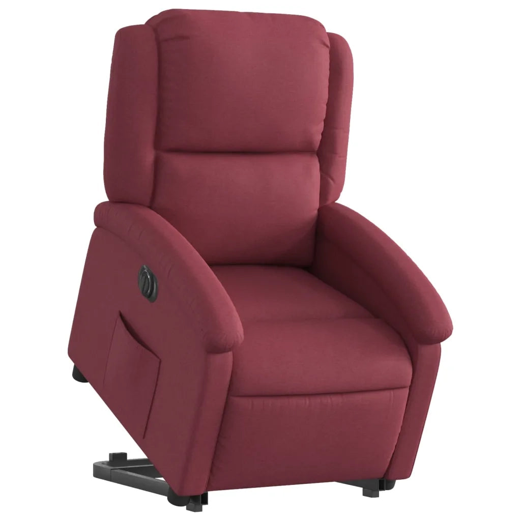 vidaXL Poltrona Alzapersona Reclinabile Elettrica Rosso Vino Tessuto